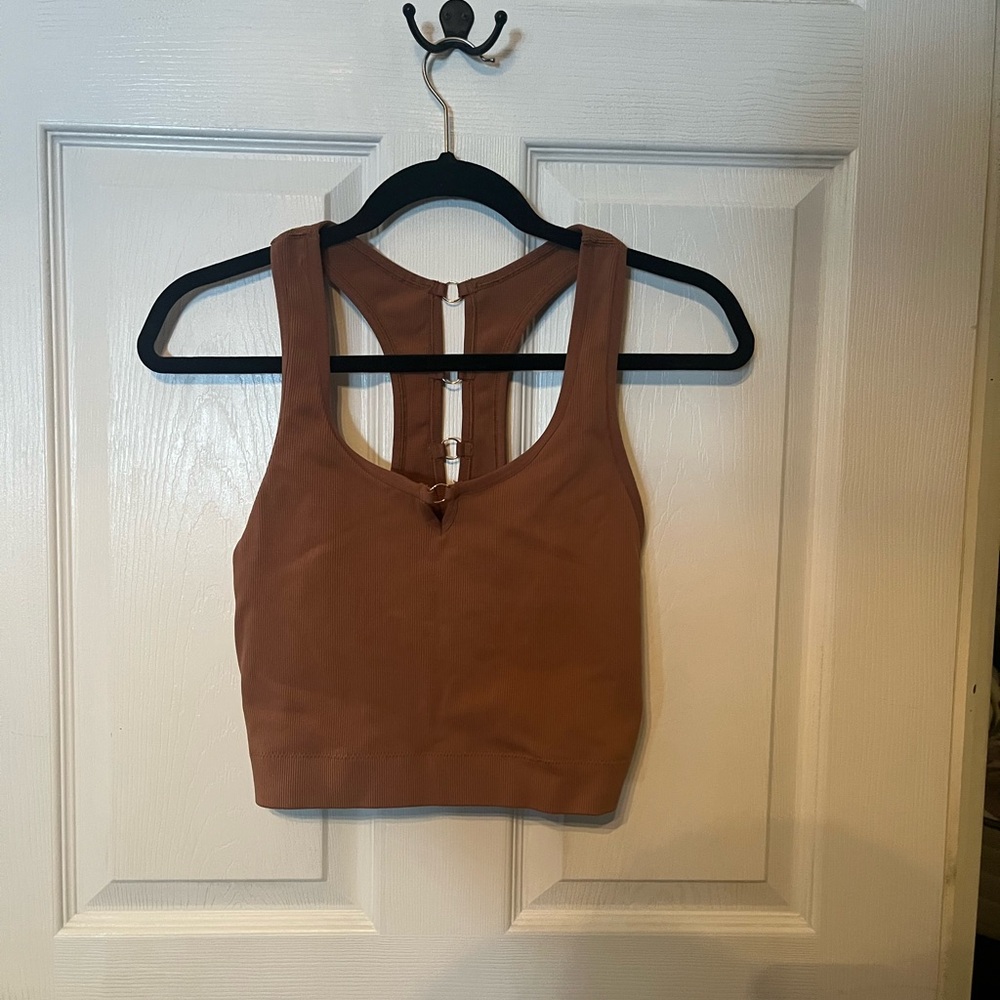 Aerie Brown Sleeveless Crop Tank Top